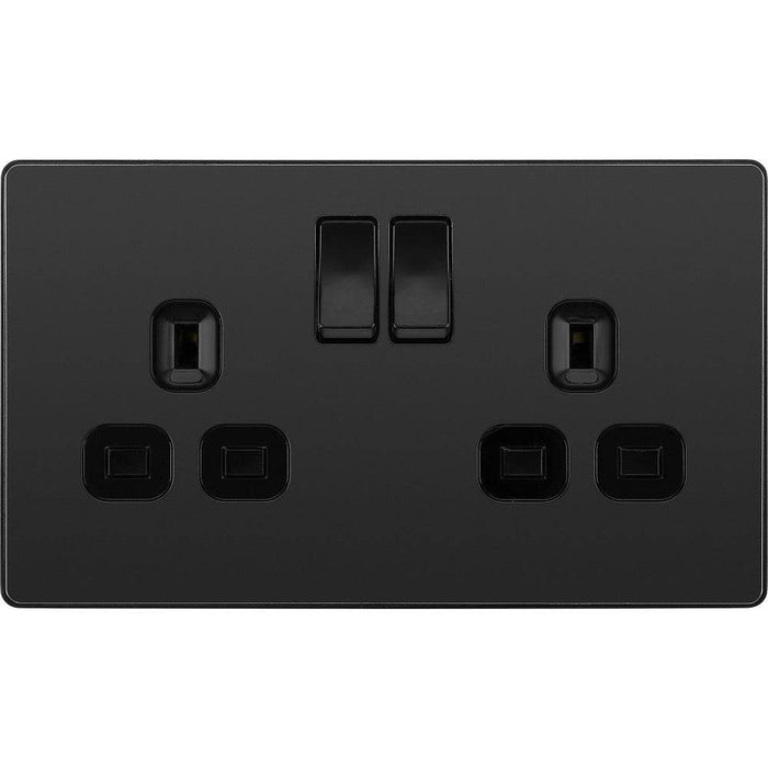 BG Evolve Matt Black 13A Double Socket PCDMB22B Available from RS Electrical Supplies