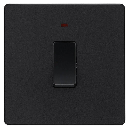 BG Evolve Matt Black 20A Double Pole Switch with LED PCDMB31B
