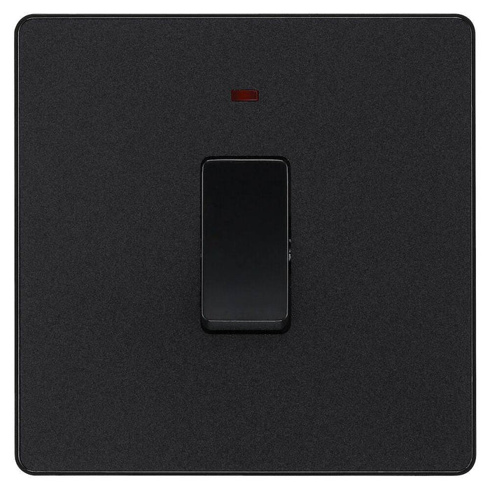 BG Evolve Matt Black 20A Double Pole Switch with LED PCDMB31B Available from RS Electrical Supplies