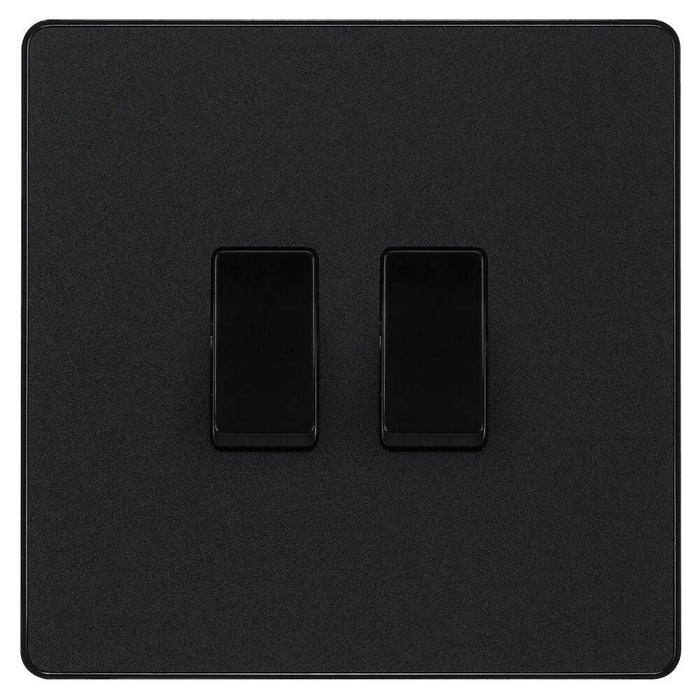 BG Evolve Matt Black 2G 2W Light Switch PCDMB42B Available from RS Electrical Supplies
