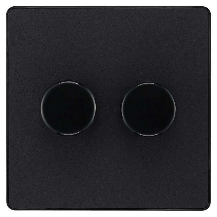 BG Evolve Matt Black 2G Dimmer Switch PCDMB82B Available from RS Electrical Supplies