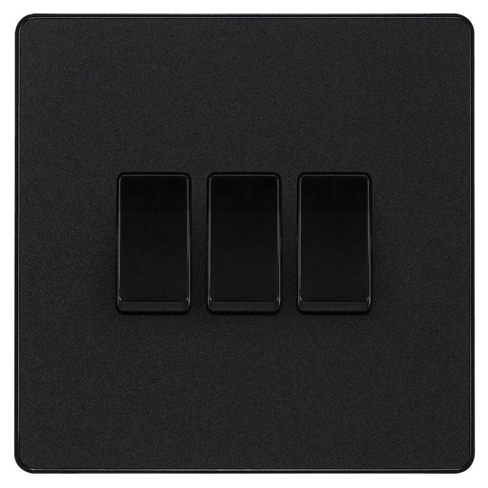 BG Evolve Matt Black 3G 2W Light Switch PCDMB43B Available from RS Electrical Supplies