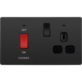 BG Evolve Matt Black 45A Cooker Switch with double pole switch and LED PCDMB70B Available from RS Electrical Supplies