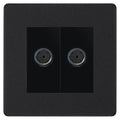 BG Evolve Matt Black Double Co-axial Socket PCDMB602B Available from RS Electrical Supplies