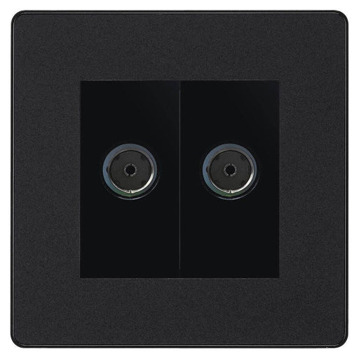 BG Evolve Matt Black Double Co-axial Socket PCDMB602B Available from RS Electrical Supplies