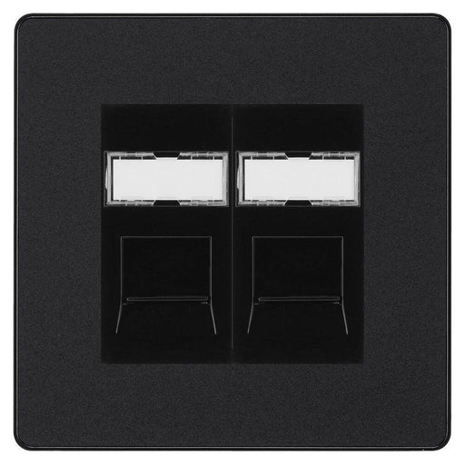 BG Evolve Matt Black Double RJ45 Cat5E Data Outlet PCDMBRJ452B Available from RS Electrical Supplies