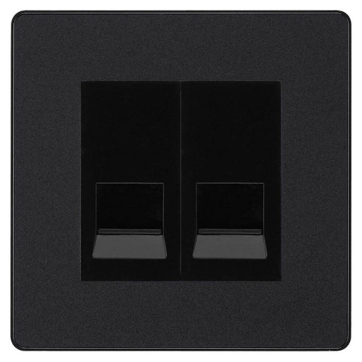 BG Evolve Matt Black Double Secondary Telephone Socket PCDMBBTS2B Available from RS Electrical Supplies