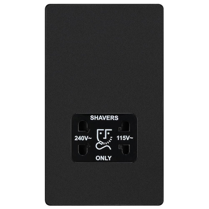 BG Evolve Matt Black Dual Voltage Shaver Socket PCDMB20B Available from RS Electrical Supplies
