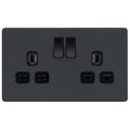 BG Evolve Matt Grey 13A Double Socket PCDMG22B Available from RS Electrical Supplies