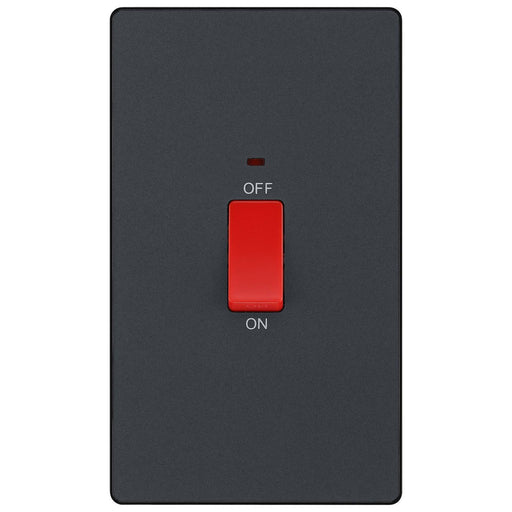 BG Evolve Matt Grey 45A double pole switch with LED PCDMG72B Available from RS Electrical Supplies