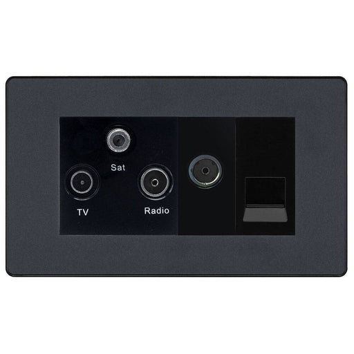 BG Evolve Matt Grey TV/FM/SAT Combination TV Socket PCDMGTRI2B Available from RS Electrical Supplies