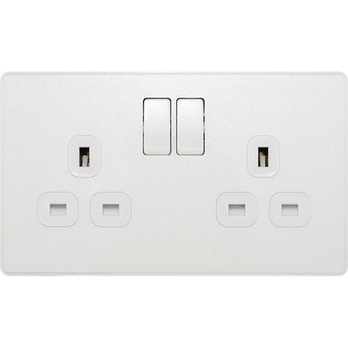 BG Evolve Pearl White 13A Double Socket PCDCL22W