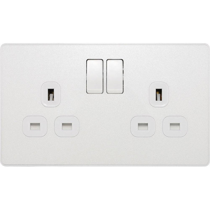 BG Evolve Pearl White 13A Double Socket PCDCL22W Available from RS Electrical Supplies