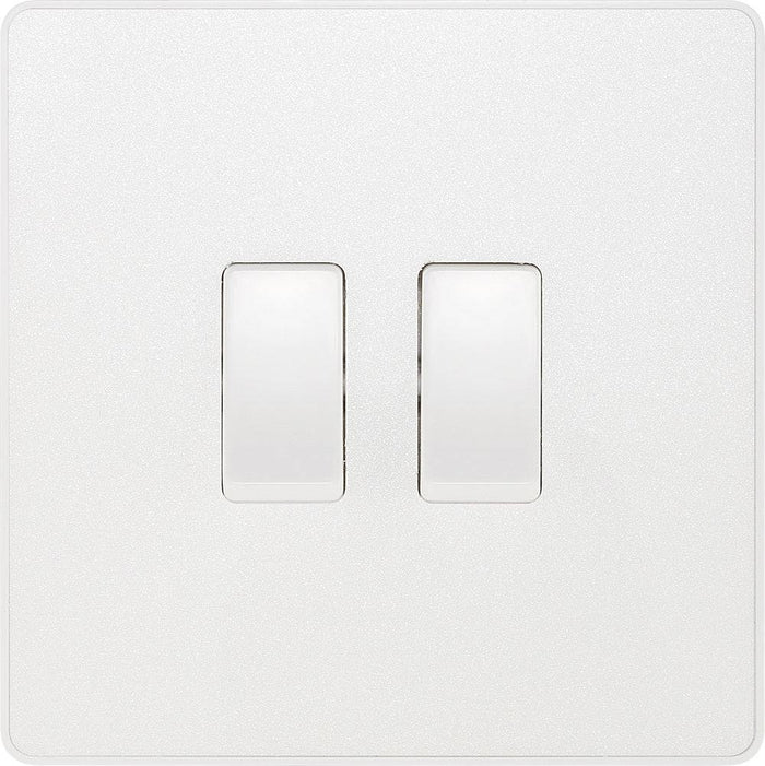 BG Evolve Pearl White 2G 2W Light Switch PCDCL42W Available from RS Electrical Supplies
