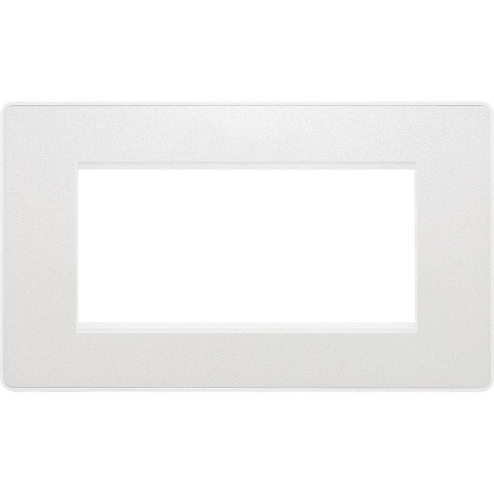 BG Evolve Pearl White 4G Euro Module Plate PCDCLEMR4W Available from RS Electrical Supplies