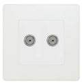 BG Evolve Pearl White Double Co-axial Socket PCDCL602W Available from RS Electrical Supplies