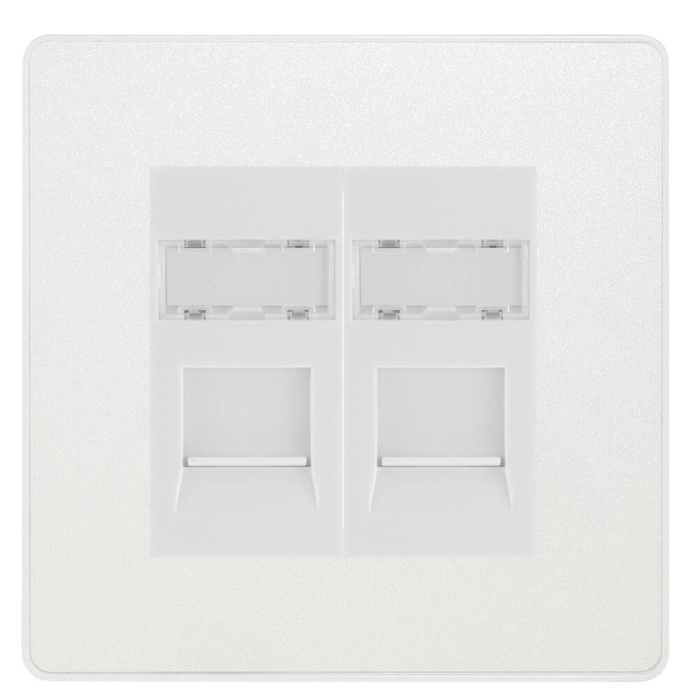 Double Rj45 Drop BG Evolve Pearl White Double RJ45 Cat5E Data Outlet PCDCLRJ452W | RS ...
