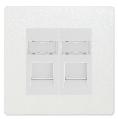BG Evolve Pearl White Double RJ45 Cat6 Data Outlet PCDCLRJ4526W
