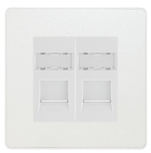 BG Evolve Pearl White Double RJ45 Cat6 Data Outlet PCDCLRJ4526W Available from RS Electrical Supplies