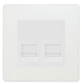 BG Evolve Pearl White Double Secondary Telephone Socket PCDCLBTS2W Available from RS Electrical Supplies