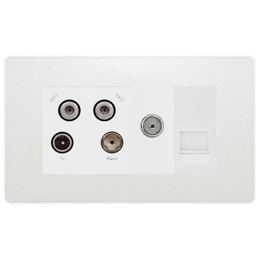 BG Evolve Pearl White TV/FM/SAT Combination TV Socket PCDCLQUAD2W Available from RS Electrical Supplies