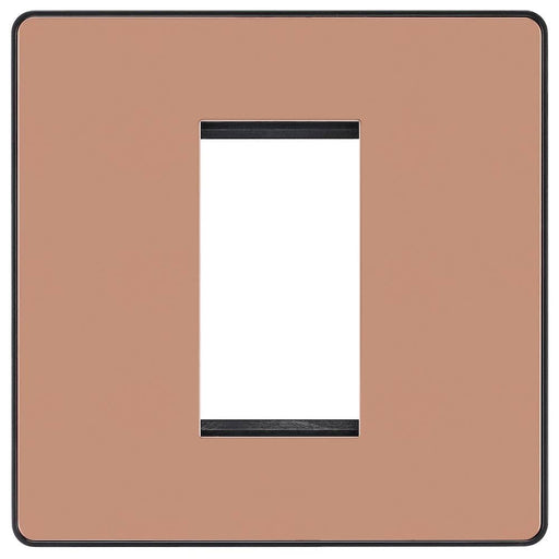 BG Evolve Polished Copper 1G Euro Module Plate PCDCPEMS1B Available from RS Electrical Supplies