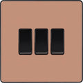 BG Evolve Polished Copper 3G 2 Way Light Switch PCDCP43B Available from RS Electrical Supplies