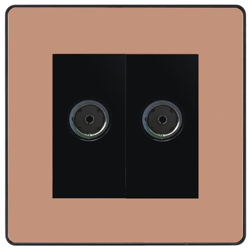 BG Evolve Polished Copper Double Co-Axial Socket PCDCP602B Available from RS Electrical Supplies
