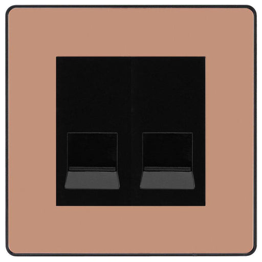 BG Evolve Polished Copper Double Master Telephone Socket PCDCPBTM2B Available from RS Electrical Supplies