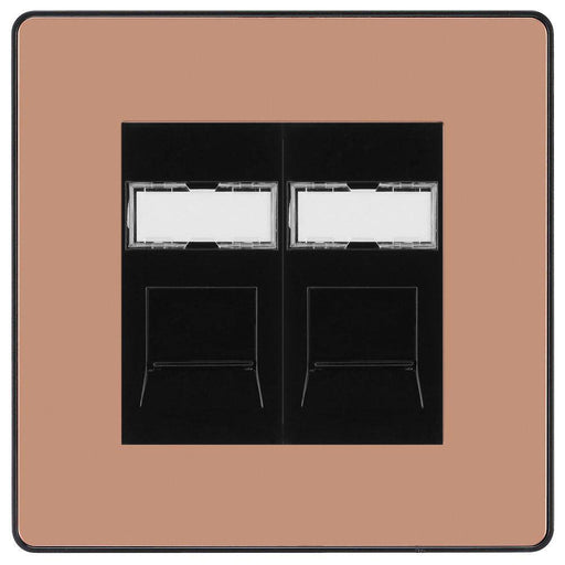 BG Evolve Polished Copper Double RJ45 Cat6 Data Outlet  PCDCPRJ4526B Available from RS Electrical Supplies