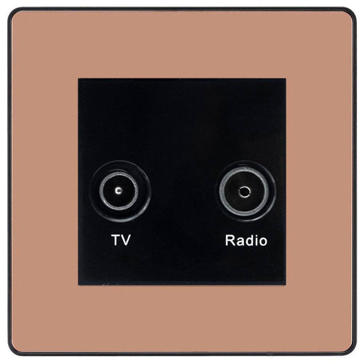 BG Evolve Polished Copper TV & FM Socket PCDCPTVFMB Available from RS Electrical Supplies