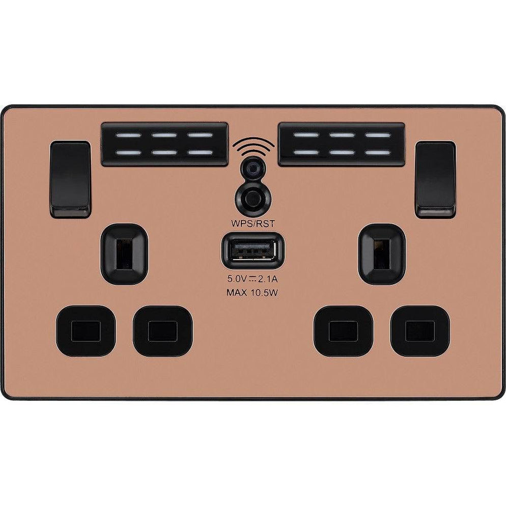BG Evolve Polished Copper Wi-Fi Extender with 13A Double USB Socket ...