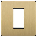 BG Evolve Satin Brass 1G Euro Module Plate PCDSBEMS1B Available from RS Electrical Supplies