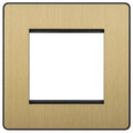BG Evolve Satin Brass 2G Euro Module Plate PCDSBEMS2B Available from RS Electrical Supplies