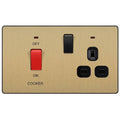 BG Evolve Satin Brass 45A Cooker Switch with double pole switch and LED PCDSB70B Available from RS Electrical Supplies