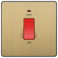 BG Evolve Satin Brass 45A double pole switch with LED PCDSB74B Available from RS Electrical Supplies