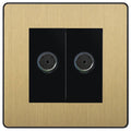 BG Evolve Satin Brass Double Co-axial Socket PCDSB602B Available from RS Electrical Supplies