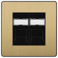BG Evolve Satin Brass Double RJ45 Cat6 Data Outlet PCDSBRJ4526B Available from RS Electrical Supplies