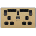 BG Evolve Satin Brass WiFi Extender with 13A double USB Socket PCDSB22UWRB Available from RS Electrical Supplies