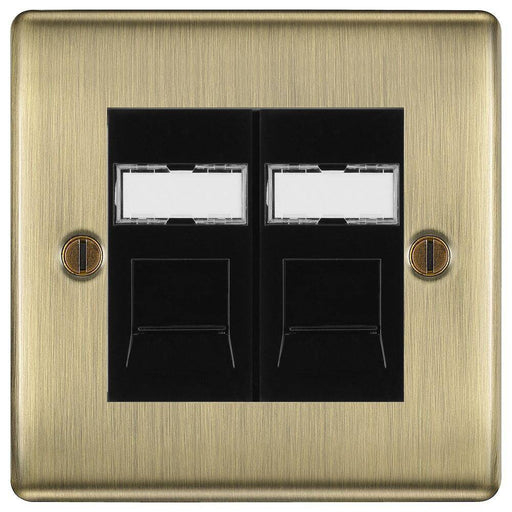 BG Nexus Metal Antique Brass Double RJ45 Cat5E Data Outlet NABRJ452B Available from RS Electrical Supplies