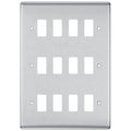 BG Nexus Metal Brushed Steel 12G Grid Plate RNBS12 Available from RS Electrical Supplies