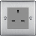 BG Nexus Metal Brushed Steel 13A Unswitched Socket NBSUSSG Available from RS Electrical Supplies