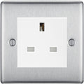 BG Nexus Metal Brushed Steel 13A Unswitched Socket NBSUSSW Available from RS Electrical Supplies