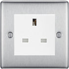 BG Nexus Metal Brushed Steel 13A Unswitched Socket NBS23W