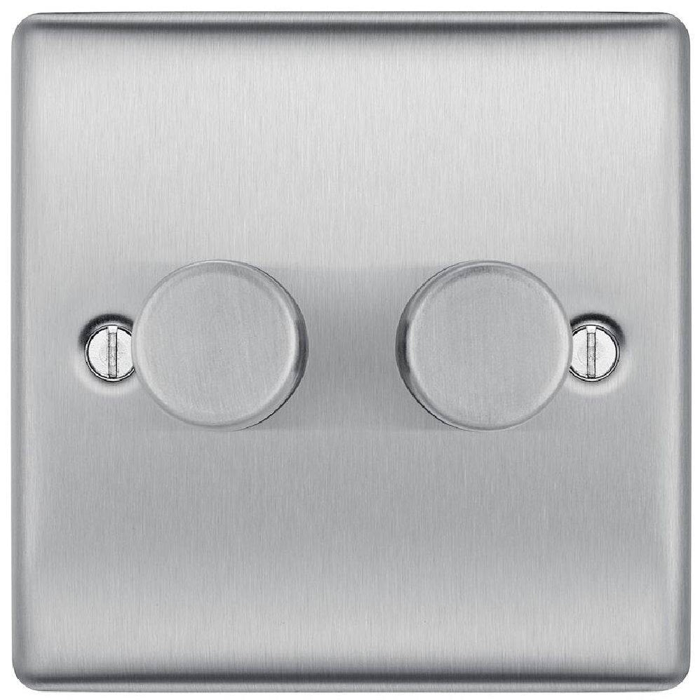 BG Electrical Single Dimmer Intelligent Light Switch, Brushed Steel, 2 - View #5