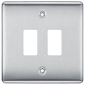 BG Nexus Metal Brushed Steel 2G Grid Plate RNBS2 Available from RS Electrical Supplies