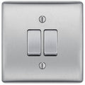 BG Nexus Metal Brushed Steel 2G Intermediate Light Switch NBS2GINT Available from RS Electrical Supplies