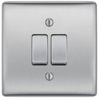 BG Nexus Metal Brushed Steel 2G Intermediate Light Switch NBS2GINT