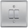 BG Nexus Metal Brushed Steel 2W & Intermediate Light Switch NBS2WINT Available from RS Electrical Supplies