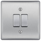 BG Nexus Metal Brushed Steel 2W & Intermediate Light Switch NBS2WINT